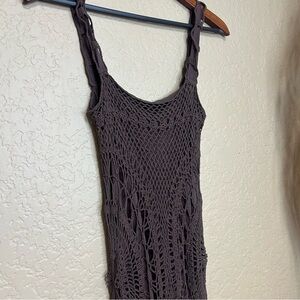 Y2K brown vintage crochet midi dress size small